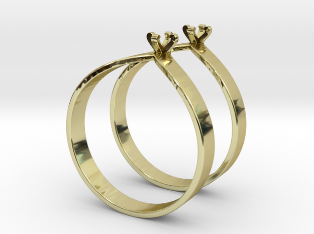 Teardrop Ring Size7 3mm Gem v6 x2 in 18k Gold