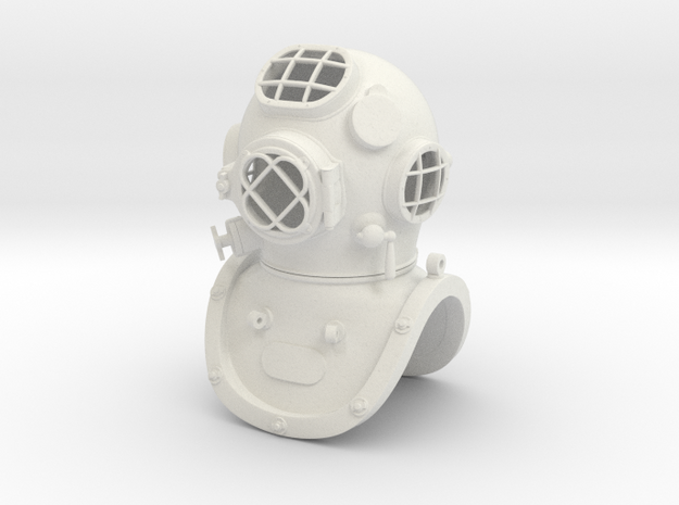 1:6 scale Diving Helmet in White Natural Versatile Plastic