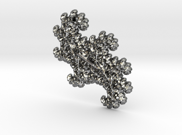 3D Fractal Abstract Pendant in Polished Silver