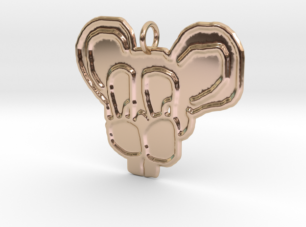 Mouse pendant in 14k Rose Gold Plated Brass