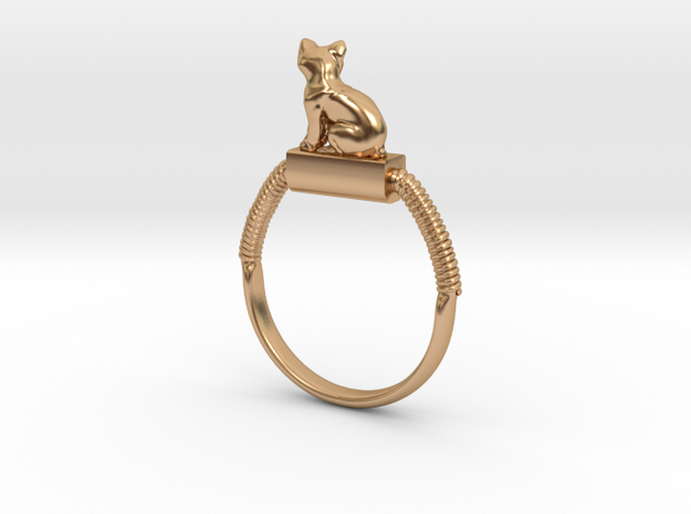 Egyptian Cat Ring, Variant 2, Sz. 4-13 in Polished Bronze: 4 / 46.5