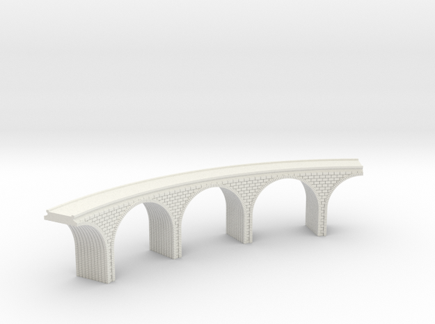 N Scale Arch Bridge Curved Triple 1:160 Scale in White Natural Versatile Plastic