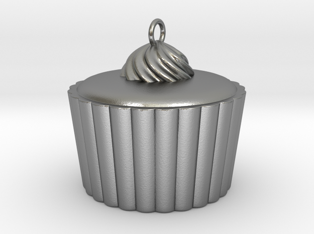 cup-cake charm in Natural Silver