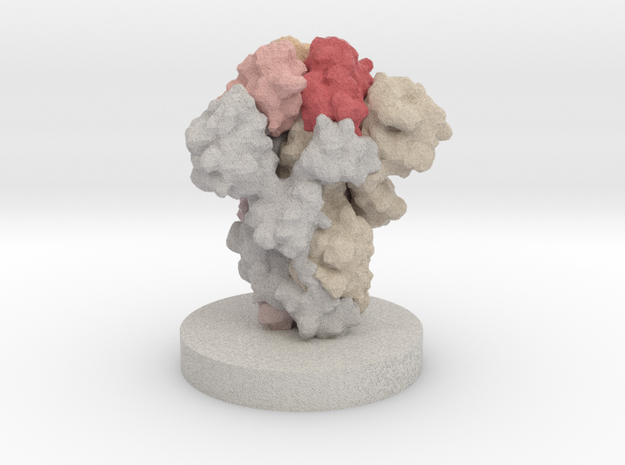 COVID19 SARS-CoV2 Spike protein w/ base for magnet in Natural Full Color Sandstone