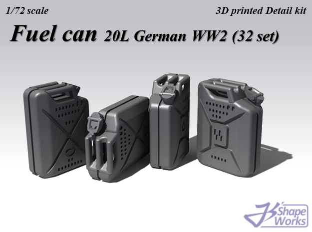1/72 Fuel Can 20L German WW2 (32 set) in Smoothest Fine Detail Plastic
