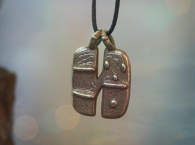 Amulet - windy in Polished Bronzed-Silver Steel