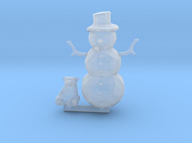 1-87 Scale Snowman w- Teddy Bear in Smooth Fine Detail Plastic