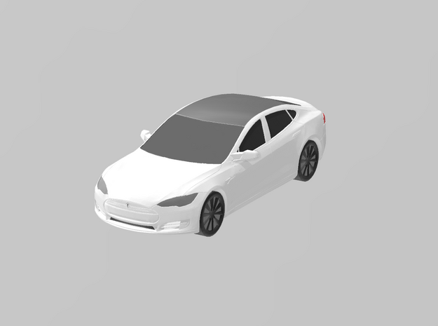 Tesla Model S 1/144 in White Natural Versatile Plastic