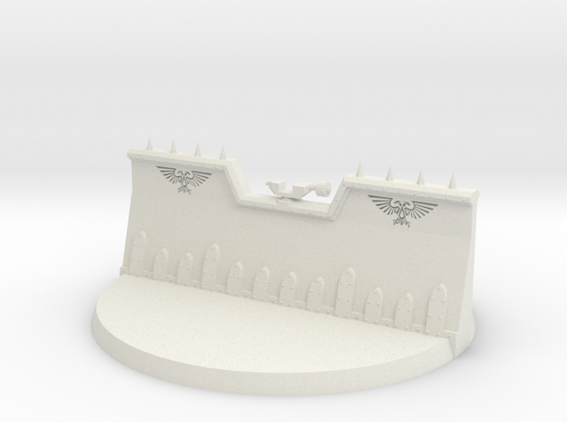 Heavy Weapon Barricade on 60mm Base (Version 01) in White Natural Versatile Plastic