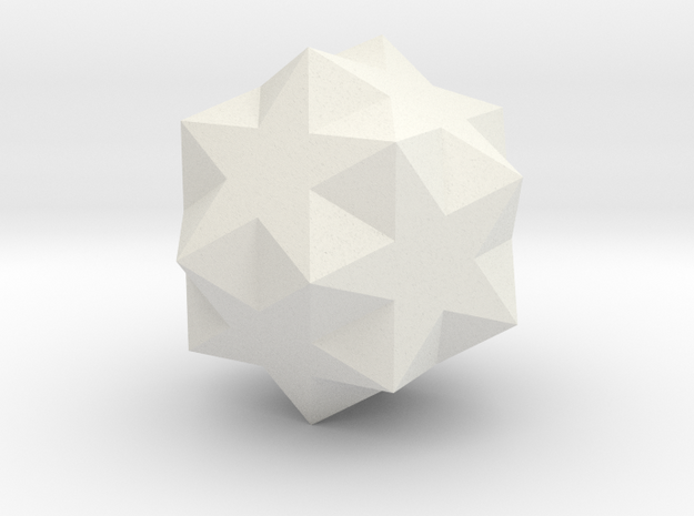 Small Ditrigonal Icosidodecahedron in White Natural Versatile Plastic