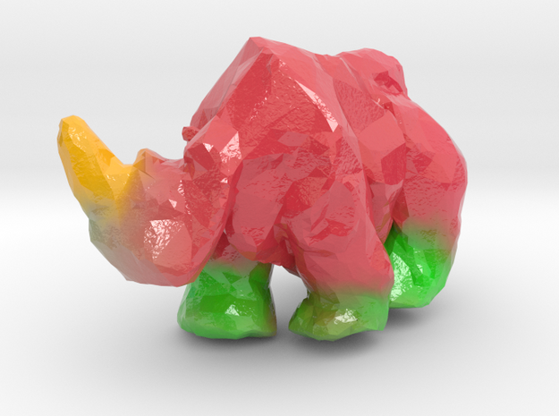 rhino low poly painted in Glossy Full Color Sandstone