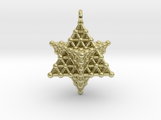 Merkaba Grid 3 Pendant in 18k Gold Plated Brass