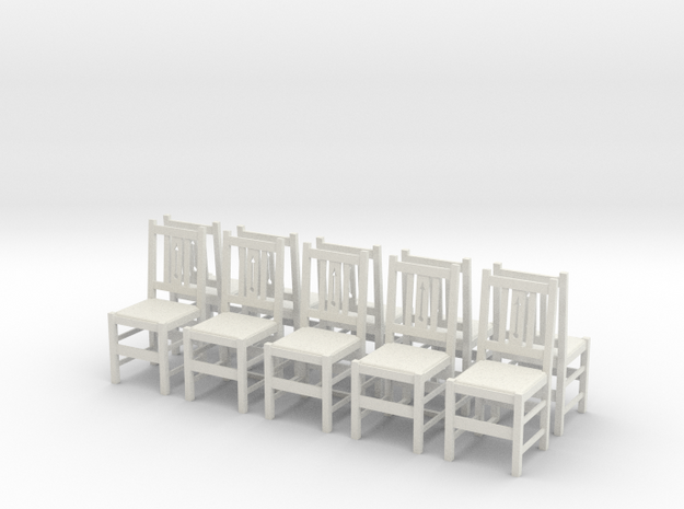 Chair Set 1:30 scale in White Natural Versatile Plastic
