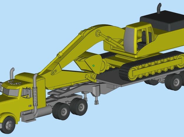 Fleetmastersleeper with 33ft trailer and back hoe  in Yellow Processed Versatile Plastic