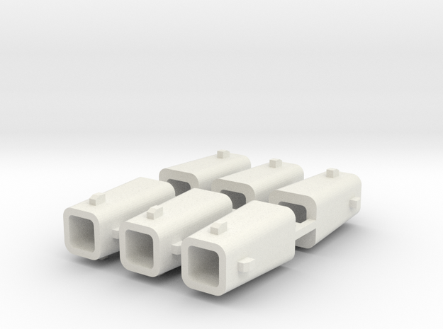 Stahlkokille 4 Zapfen quadratisch 6er Set 1:120 in White Natural Versatile Plastic