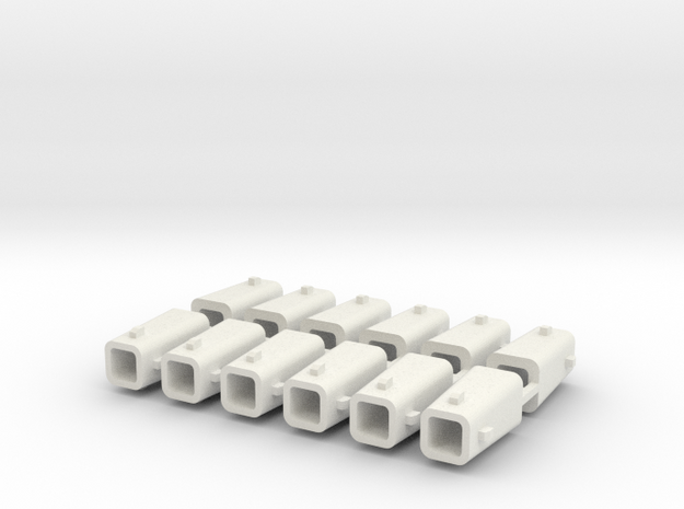 Stahlkokille 4 Zapfen quadratisch 12er Set 1:87 in White Natural Versatile Plastic
