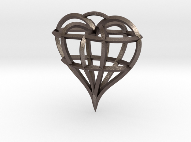 Heart of love in Polished Bronzed Silver Steel