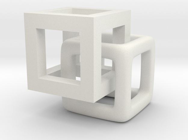 1cm cubes interlaced in White Natural Versatile Plastic
