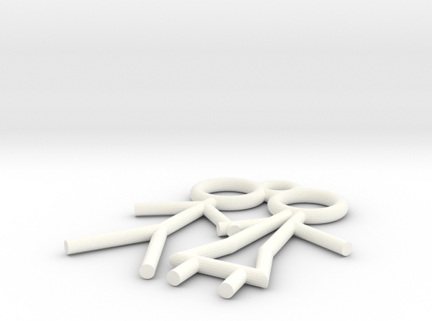 Couple Pendant in White Processed Versatile Plastic