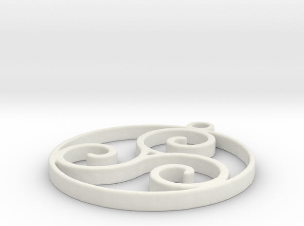 Triskel Pendant in White Natural Versatile Plastic