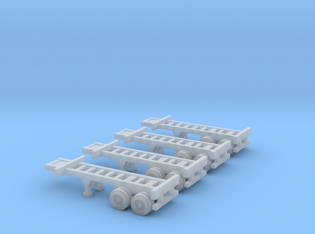 20 foot Container Chassis - Set of 4 - Zscale in Smooth Fine Detail Plastic