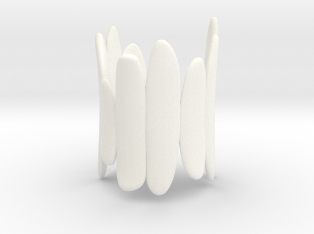 Pebble Bangle - Tall in White Processed Versatile Plastic