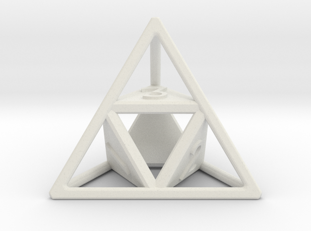 "Open" d4 - Four-sided die in White Natural Versatile Plastic
