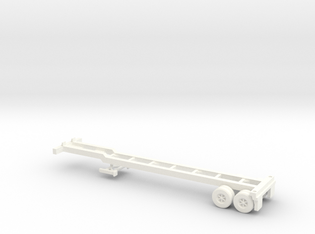 Z Scale Intermodal Trailer Chassis in White Processed Versatile Plastic