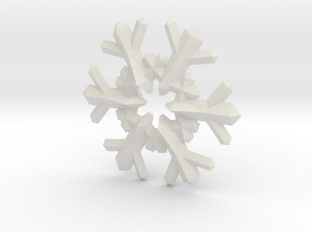 Snow Flake 6 Points F - 4cm in White Natural Versatile Plastic