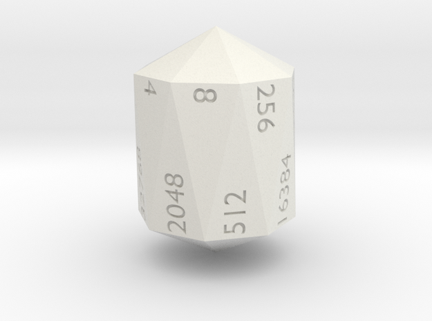 Crystal Shaped doubling d16 in White Natural Versatile Plastic