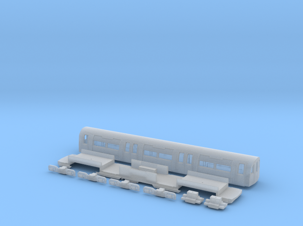 NT95TC 1:148 95 tube stock trailer car in Smooth Fine Detail Plastic