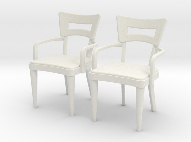 1:36 Dog Bone Chair, with arms in White Natural Versatile Plastic