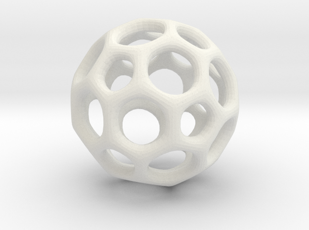 Soccerball frame - 3.1 cm in White Natural Versatile Plastic