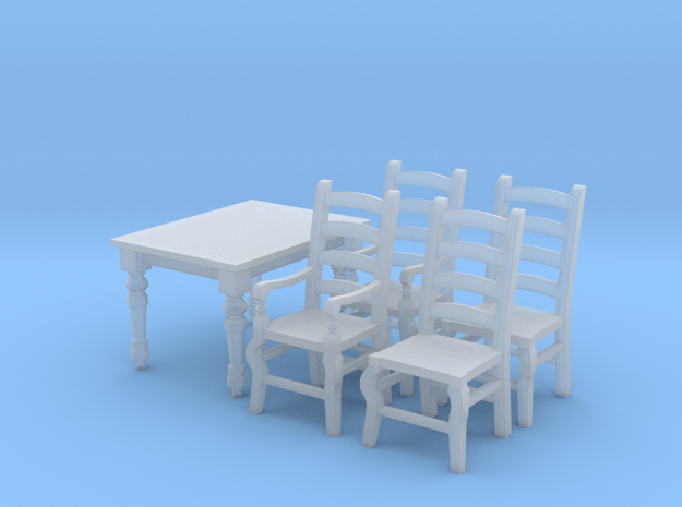 1:48 Farmhouse Table & Chairs in Smooth Fine Detail Plastic