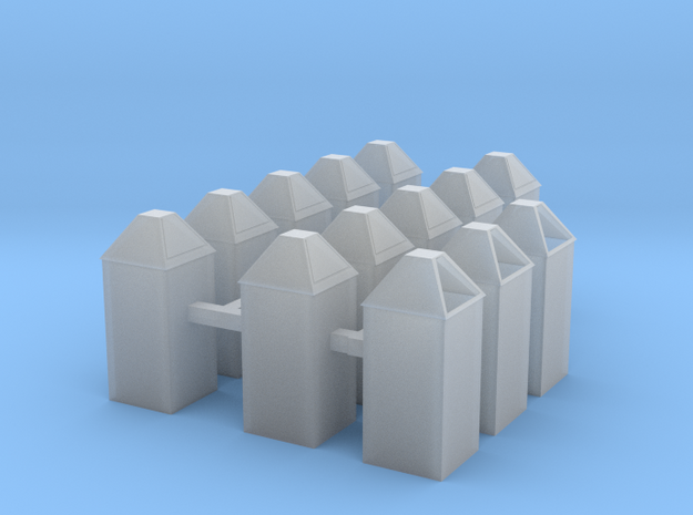 Square trash cans HO scale in Smooth Fine Detail Plastic