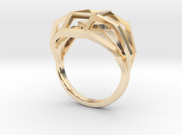Geometry Caged Love Ring - My Heart Is In A Cage - in 14K Yellow Gold