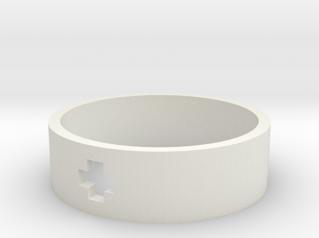 Plus Ring (19mm/Size 9) in White Natural Versatile Plastic