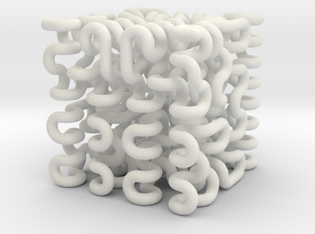 3rd Order 3D Hilbert Curve in White Natural Versatile Plastic