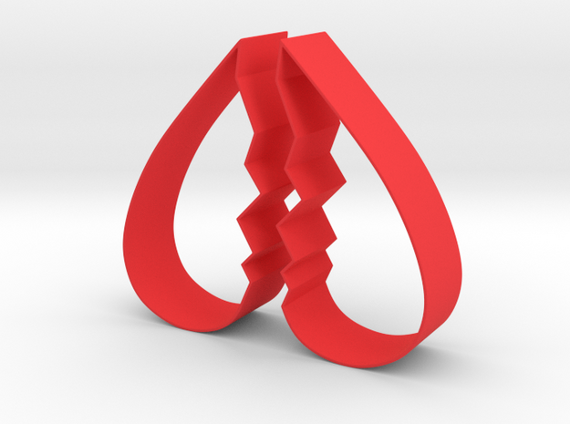 Cookie Cutter - Broken Heart Design in Red Processed Versatile Plastic