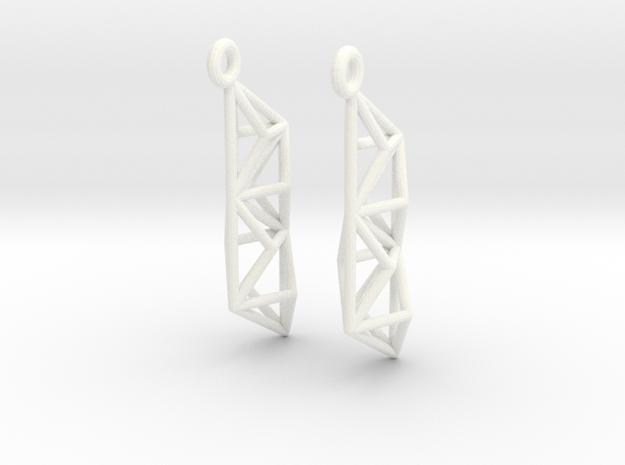 Earrings Construct in White Processed Versatile Plastic