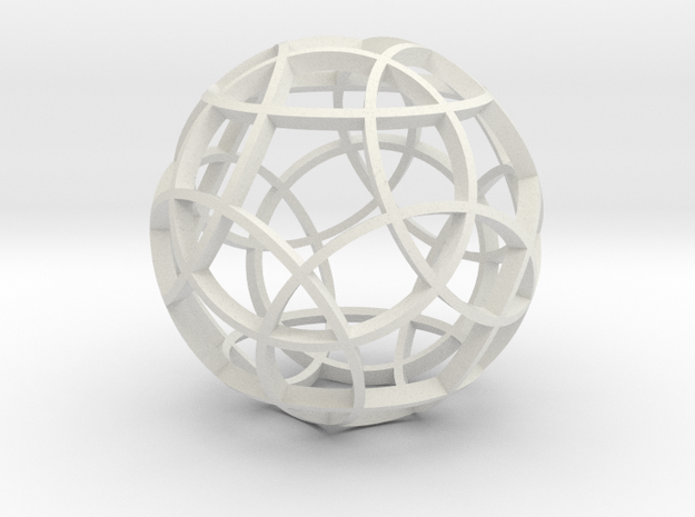 Rhombicosidodecahedron (narrow) in White Natural Versatile Plastic