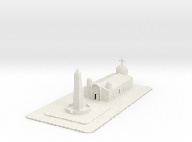 1/700 Town Square And Church in White Natural Versatile Plastic