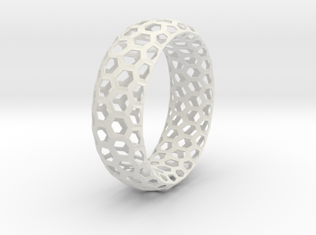 Hexagon Pattern Bracelet Thin Version in White Natural Versatile Plastic
