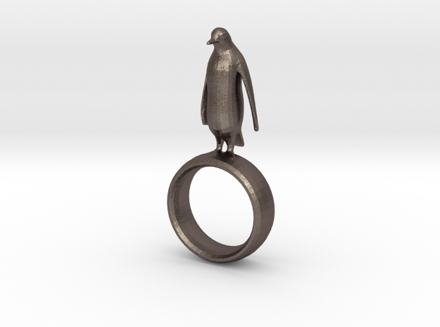 PenguinRing in Polished Bronzed Silver Steel