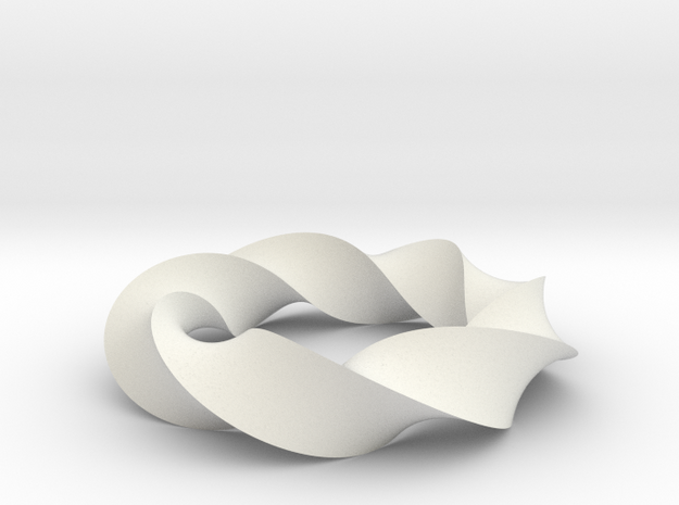 Mobius Loop - Triangle 7/3 twist in White Natural Versatile Plastic