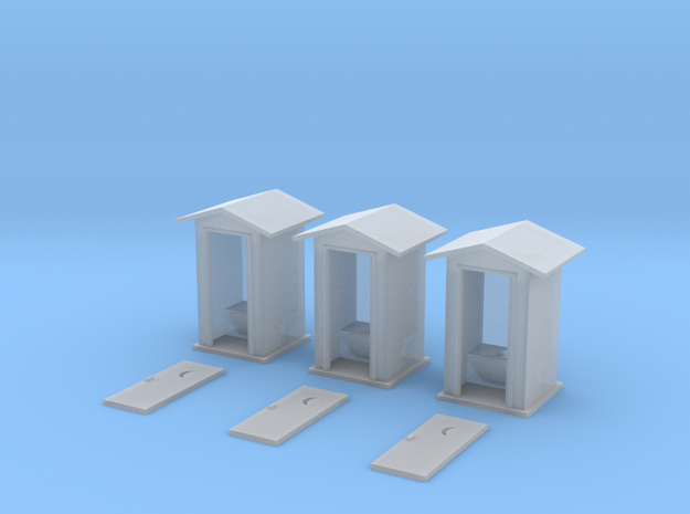 HO-Scale Peaked Roof Outhouse (3-Pack) in Smooth Fine Detail Plastic