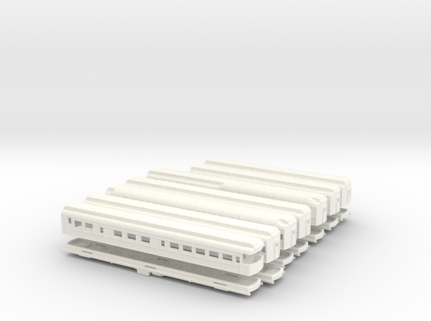 Z Scale Pullman Hvywt Passenger Cars-Complete Set in White Processed Versatile Plastic