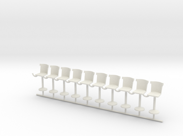 S Scale Bar Stools version C X10 in White Natural Versatile Plastic
