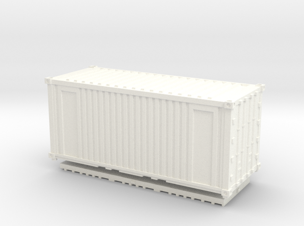 Z Scale 20' Intermodal Container in White Processed Versatile Plastic