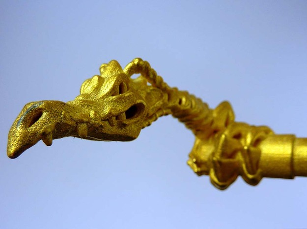 Dragon doorhandle 004 in Polished Gold Steel